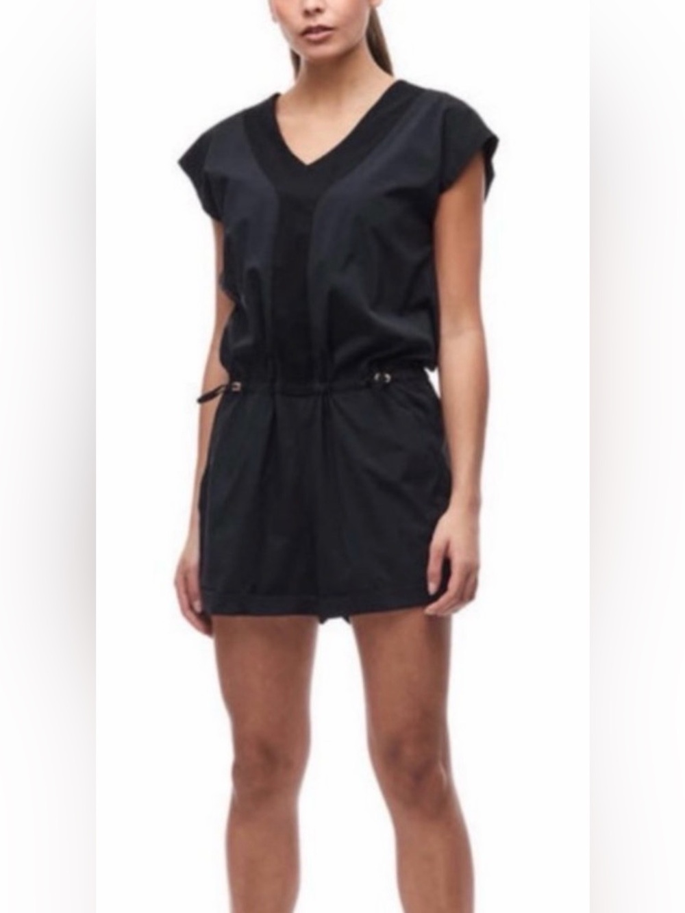 Indyeva Black V-Neck Sleeveless Drawstring Romper